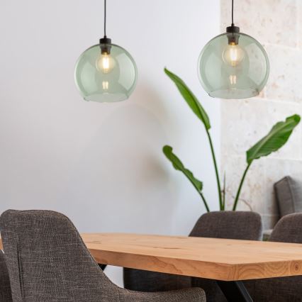Pakabinamas šviestuvas ant laido CUBUS 1xE27/15W/230V juoda/dūminė žalia