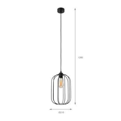 Pakabinamas šviestuvas ant laido DESTELLO 1xE27/15W/230V Ø 21 cm juodas