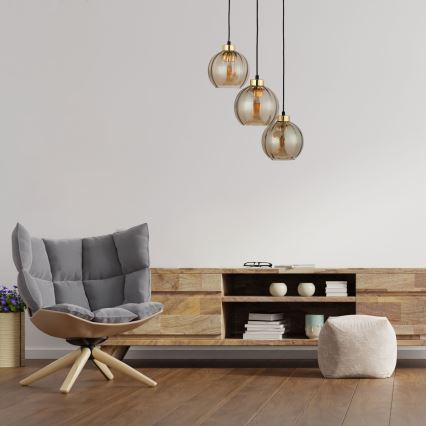 Pakabinamas šviestuvas ant laido DEVI 3xE27/15W/230V juoda/dūminė smėlio spalvos