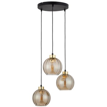 Pakabinamas šviestuvas ant laido DEVI 3xE27/15W/230V juoda/dūminė smėlio spalvos