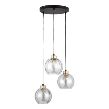 Pakabinamas šviestuvas ant laido DEVI 3xE27/15W/230V juodas/skaidrus