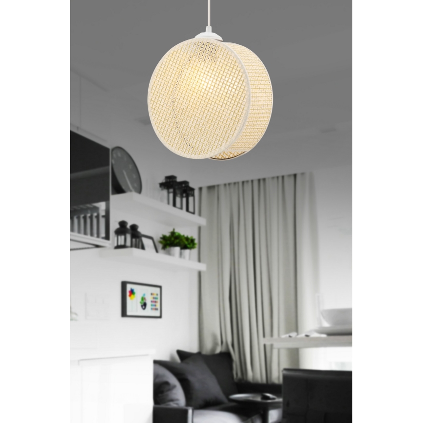 Pakabinamas šviestuvas ant laido DRUM 1xE27/60W/230V, kreminės spalvos