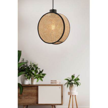 Pakabinamas šviestuvas ant laido DRUM 1xE27/60W/230V ruda/juoda