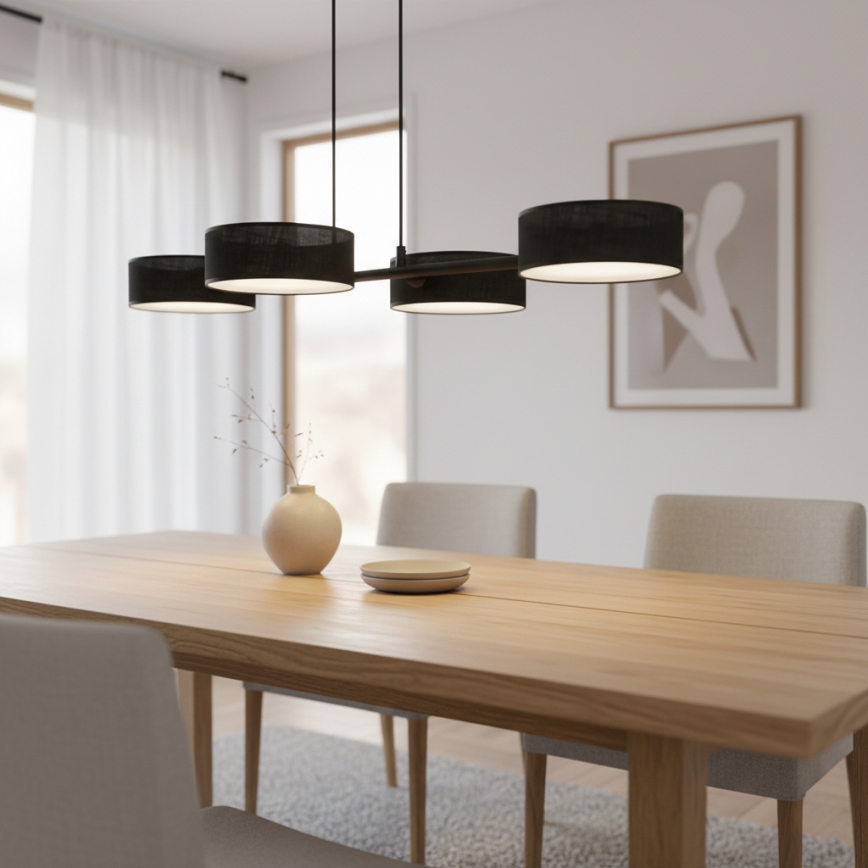 Pakabinamas šviestuvas ant laido DRUMZ 4xE14/10W/230V juodas