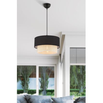 Pakabinamas šviestuvas ant laido ECHO 1xE27/60W/230V juoda/kreminė