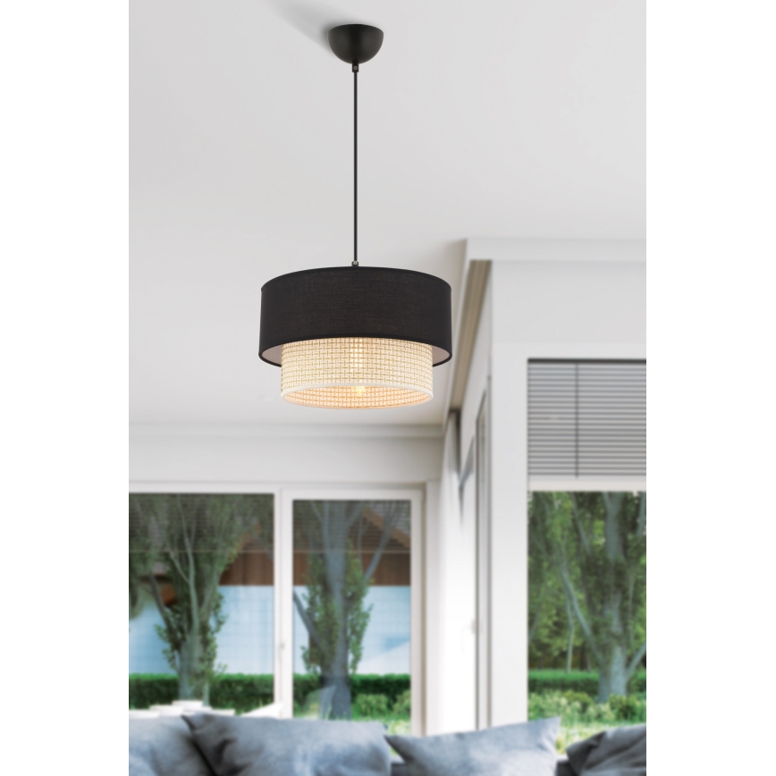 Pakabinamas šviestuvas ant laido ECHO 1xE27/60W/230V juoda/kreminė