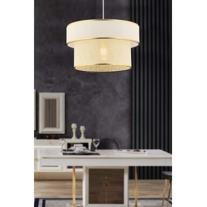 Pakabinamas šviestuvas ant laido ERO 1xE27/60W/230V kreminė/auksinė