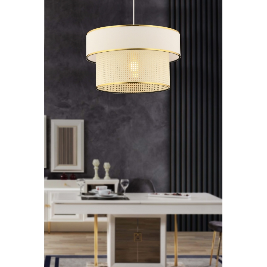 Pakabinamas šviestuvas ant laido ERO 1xE27/60W/230V kreminė/auksinė