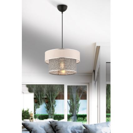Pakabinamas šviestuvas ant laido ERO 1xE27/60W/230V kreminė/pilka