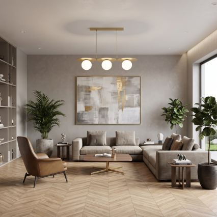 Pakabinamas šviestuvas ant laido FLAT 3xE27/15W/230V auksinės spalvos