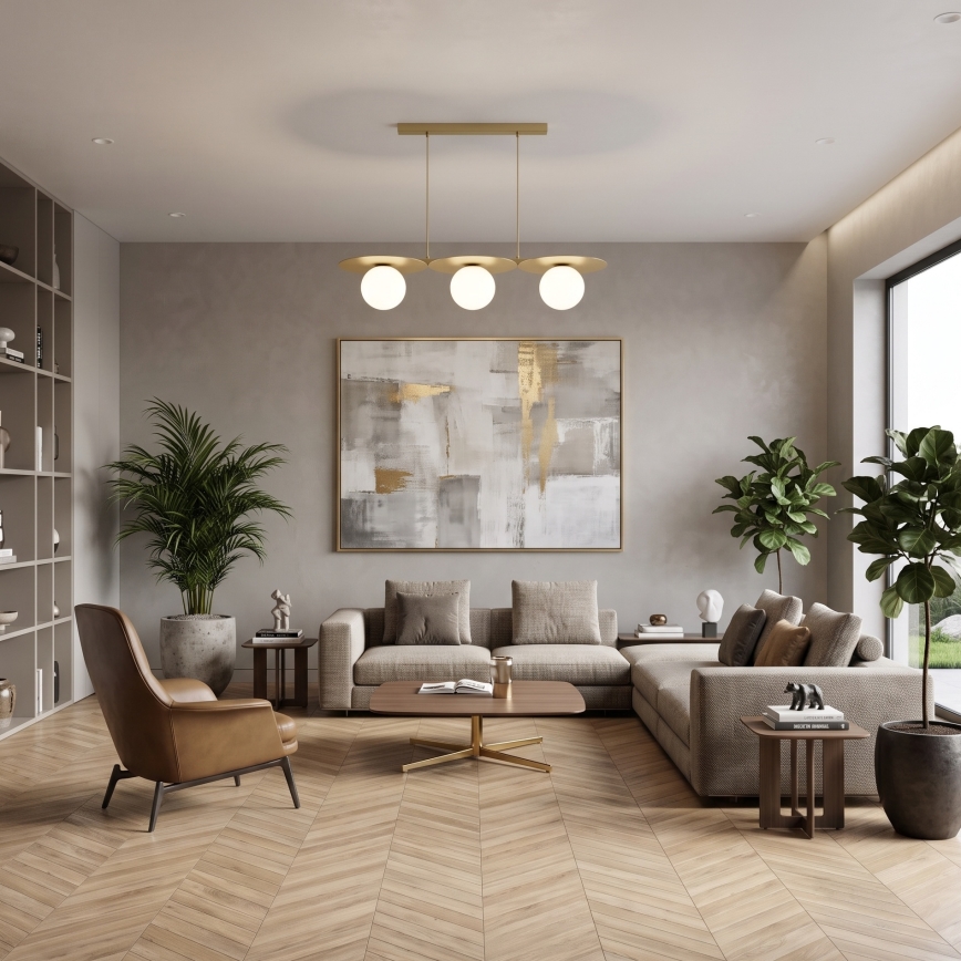Pakabinamas šviestuvas ant laido FLAT 3xE27/15W/230V auksinės spalvos