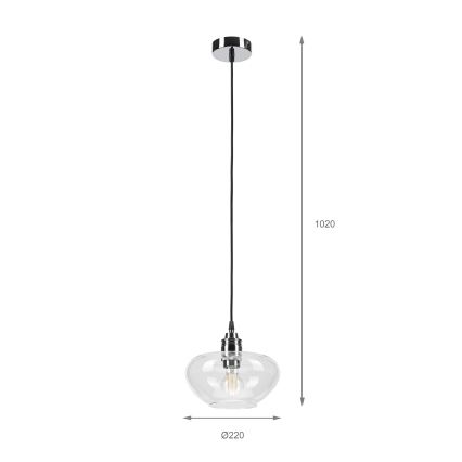 Pakabinamas šviestuvas ant laido FLO 1xE27/15W/230V blizgus chromas / skaidrus stiklas