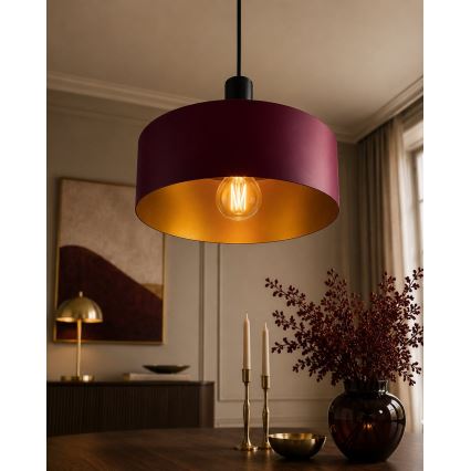 Pakabinamas šviestuvas ant laido HAKI 1xE27/60W/230V vyno/juoda