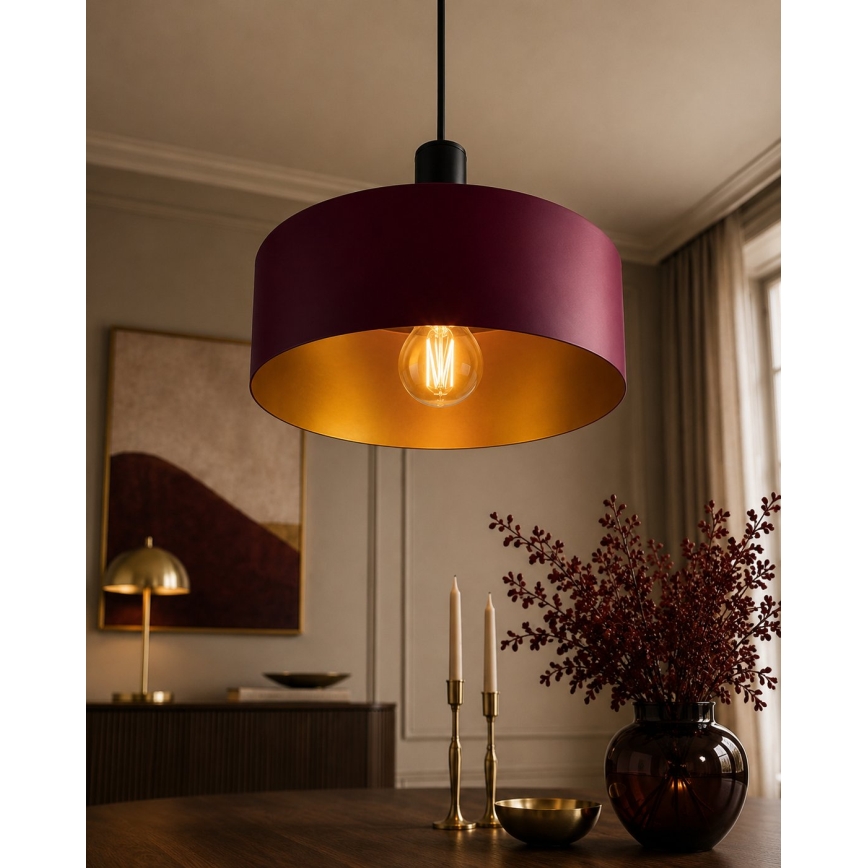 Pakabinamas šviestuvas ant laido HAKI 1xE27/60W/230V vyno/juoda