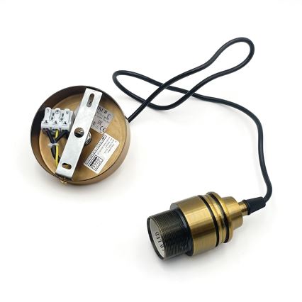 Pakabinamas šviestuvas ant laido HECTOR 1xE27/15W/230V, balta/žalvaris, skersmuo 14 cm