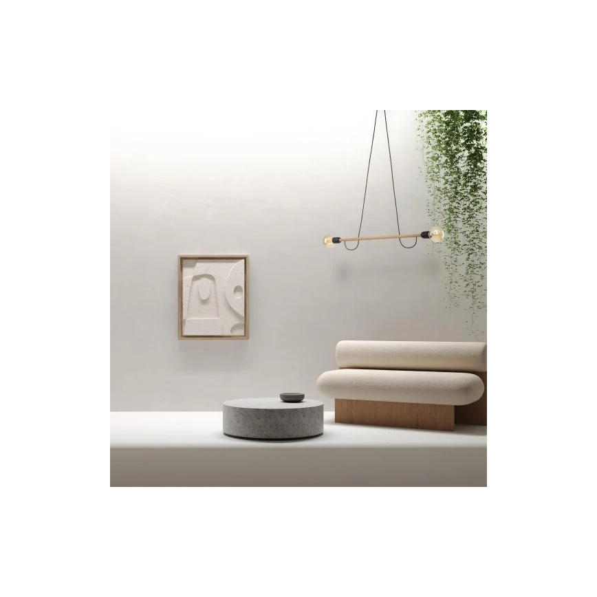Pakabinamas šviestuvas ant laido HELIX 2xE27/15W/230V juoda/smėlinė
