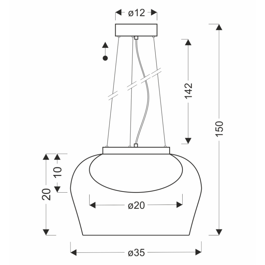 Pakabinamas šviestuvas ant laido INSIEME 1xGX53/10W/230V Ø 35 cm dūminė juoda