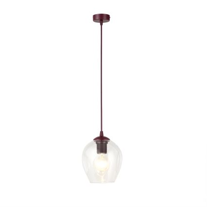 Pakabinamas šviestuvas ant laido ISTAR 1xE27/15W/230V skersmuo 14 cm raudona/skaidri