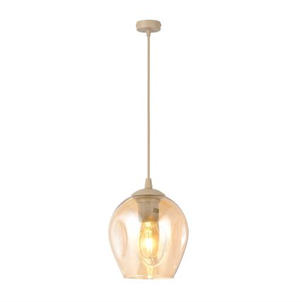 Pakabinamas šviestuvas ant laido ISTAR 1xE27/15W/230V skersmuo 14 cm smėlinė/dūminė smėlio spalva
