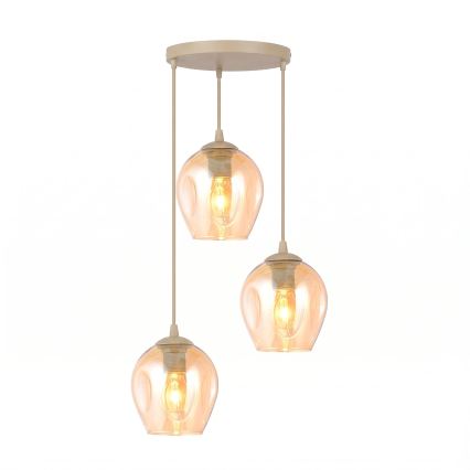 Pakabinamas šviestuvas ant laido ISTAR 3xE27/15W/230V skersmuo 40 cm smėlinė/dūminė smėlinė