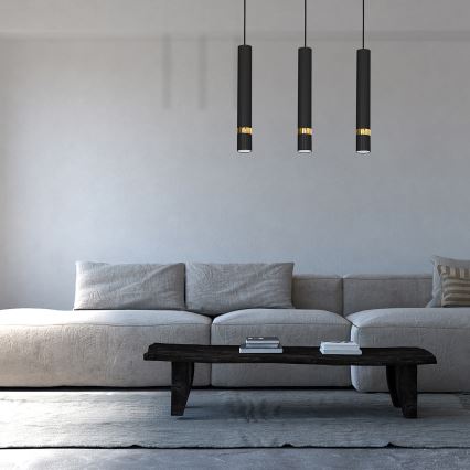 Pakabinamas šviestuvas ant laido JOKER 3xGU10/25W/230V juoda/auksinė