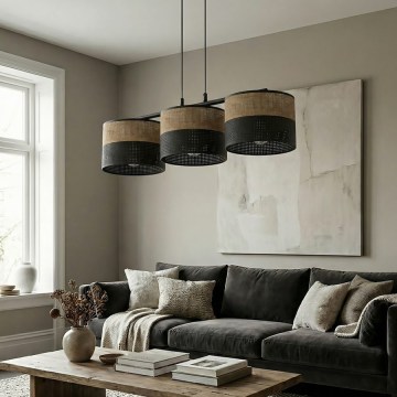 Pakabinamas šviestuvas ant laido KARBON 3xE27/15W/230V juoda/ruda