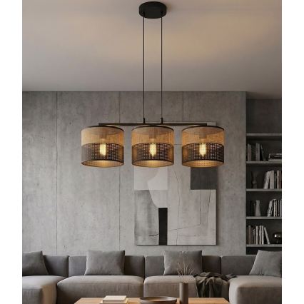 Pakabinamas šviestuvas ant laido KARBON 3xE27/15W/230V juoda/ruda