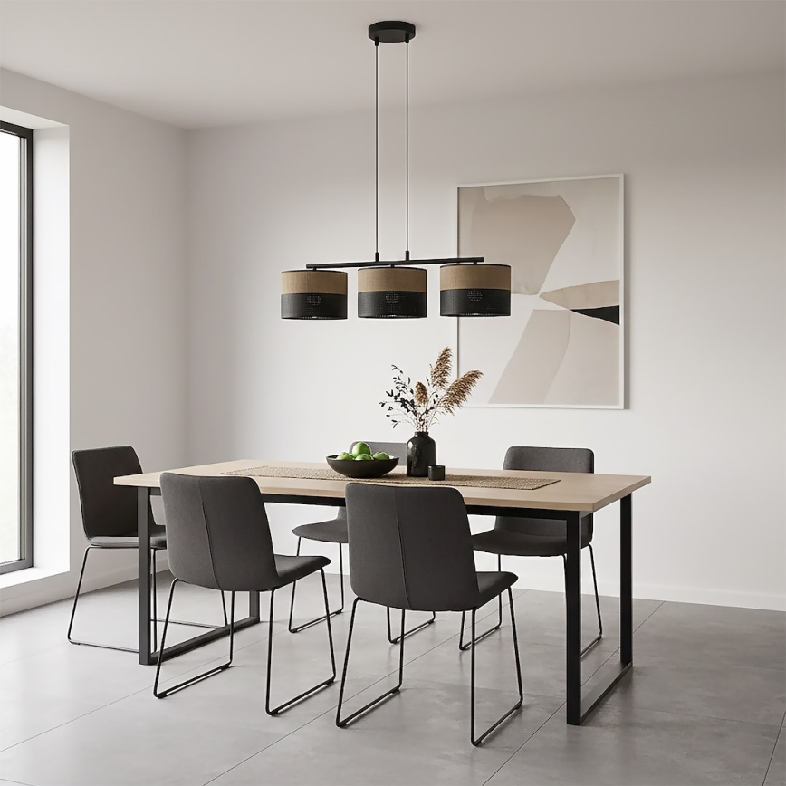 Pakabinamas šviestuvas ant laido KARBON 3xE27/15W/230V juoda/ruda