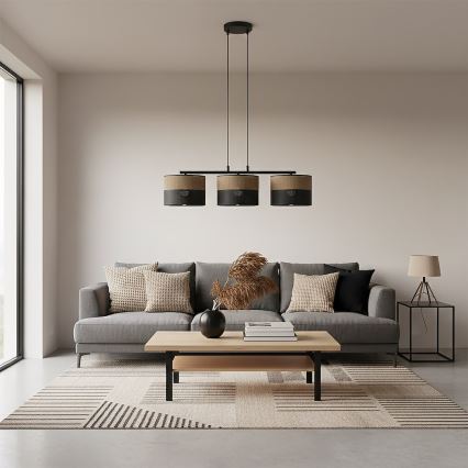 Pakabinamas šviestuvas ant laido KARBON 3xE27/15W/230V juoda/ruda