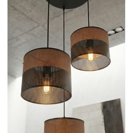 Pakabinamas šviestuvas ant laido KARBON 3xE27/15W/230V juodas/rudas
