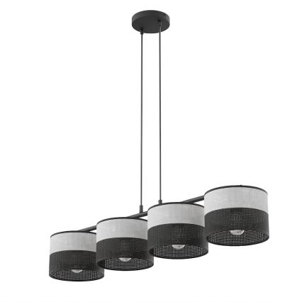 Pakabinamas šviestuvas ant laido KARBON 4xE27/15W/230V juoda/pilka