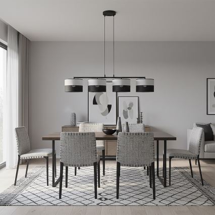 Pakabinamas šviestuvas ant laido KARBON 4xE27/15W/230V juoda/pilka