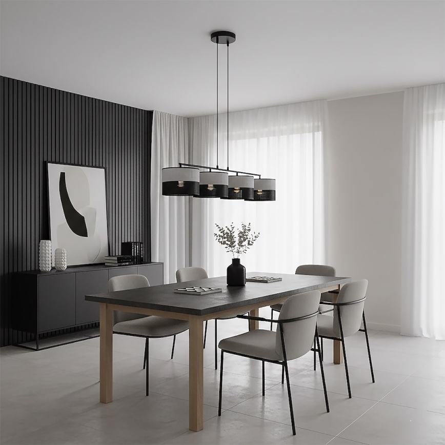 Pakabinamas šviestuvas ant laido KARBON 4xE27/15W/230V juoda/pilka