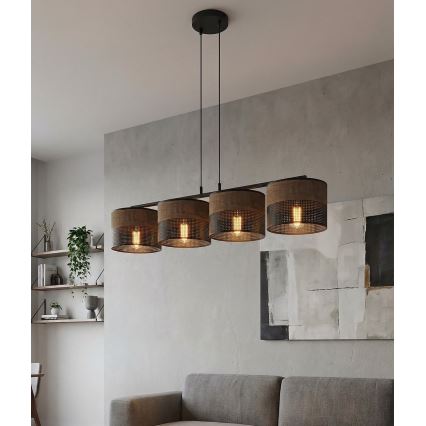 Pakabinamas šviestuvas ant laido KARBON 4xE27/15W/230V juoda/ruda
