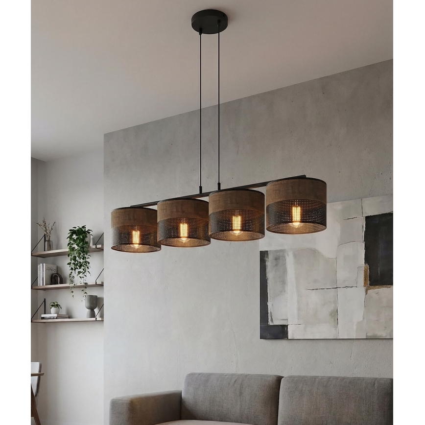 Pakabinamas šviestuvas ant laido KARBON 4xE27/15W/230V juoda/ruda