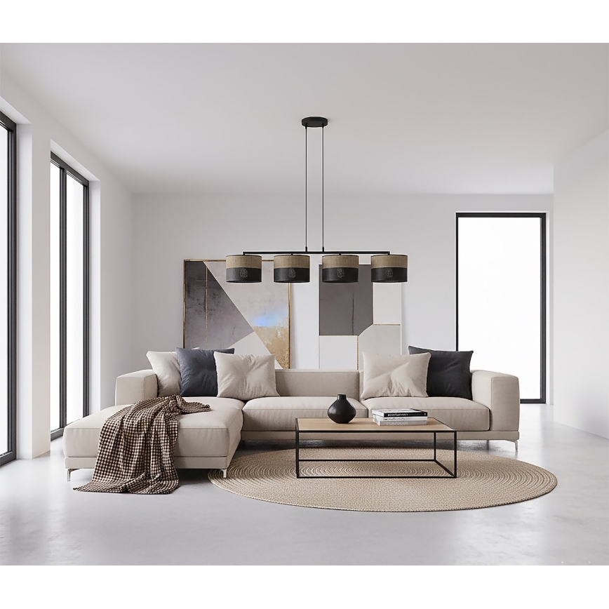 Pakabinamas šviestuvas ant laido KARBON 4xE27/15W/230V juoda/ruda