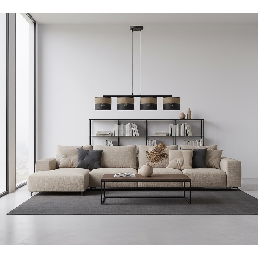 Pakabinamas šviestuvas ant laido KARBON 4xE27/15W/230V juoda/ruda