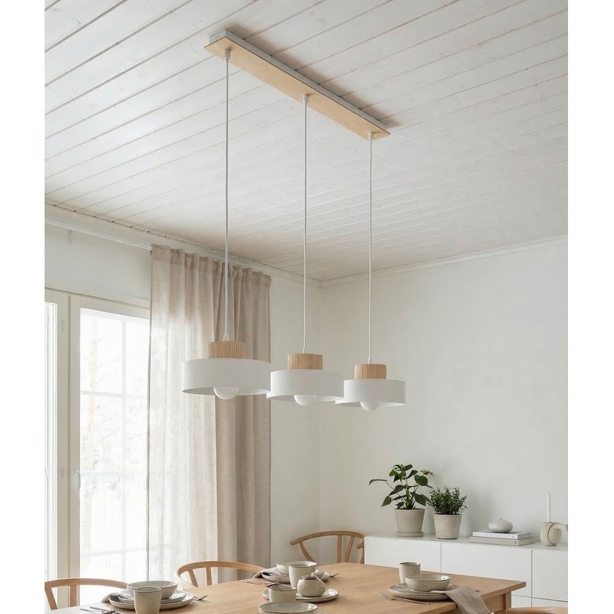 Pakabinamas šviestuvas ant laido KIVI 3xE27/15W/230V baltas