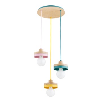 Pakabinamas šviestuvas ant laido LARSO 3xE27/15W/230V įvairiaspalvis