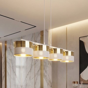 Pakabinamas šviestuvas ant laido LUX 4xE27/15W/230V baltas/auksinis