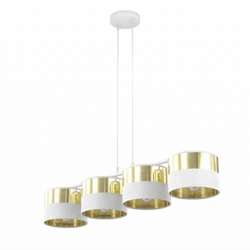 Pakabinamas šviestuvas ant laido LUX 4xE27/15W/230V baltas/auksinis