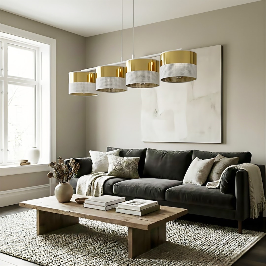 Pakabinamas šviestuvas ant laido LUX 4xE27/15W/230V baltas/auksinis