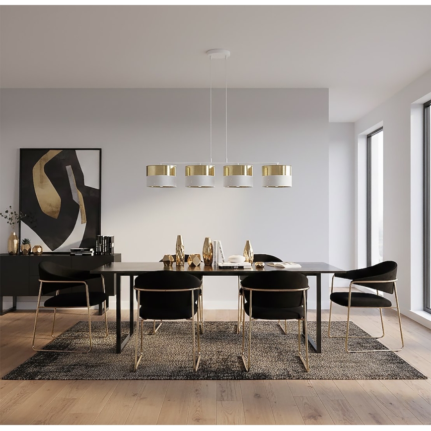 Pakabinamas šviestuvas ant laido LUX 4xE27/15W/230V baltas/auksinis