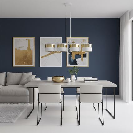 Pakabinamas šviestuvas ant laido LUX 4xE27/15W/230V baltas/auksinis