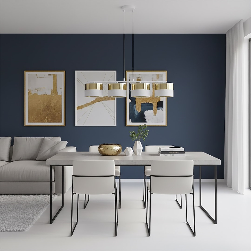 Pakabinamas šviestuvas ant laido LUX 4xE27/15W/230V baltas/auksinis