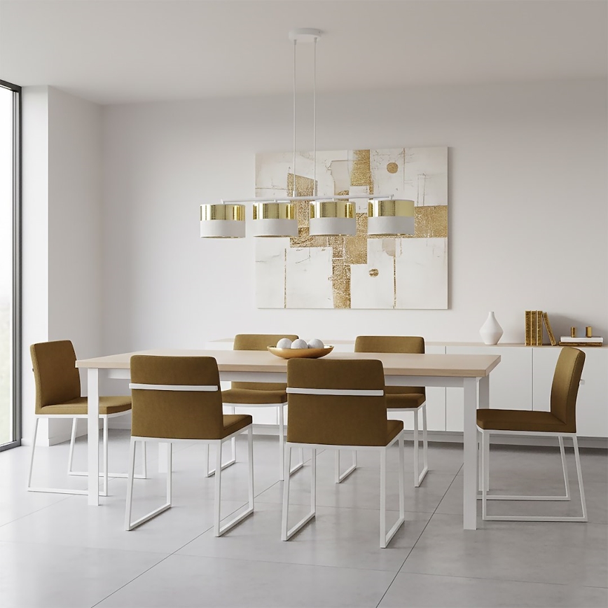 Pakabinamas šviestuvas ant laido LUX 4xE27/15W/230V baltas/auksinis