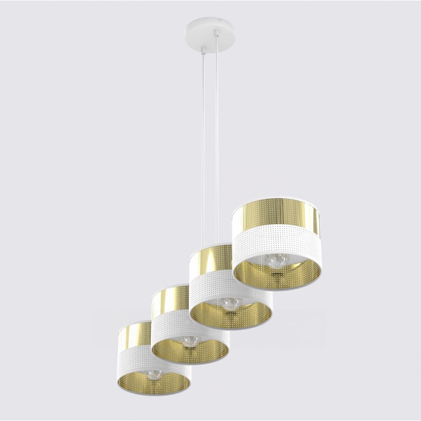 Pakabinamas šviestuvas ant laido LUX 4xE27/15W/230V baltas/auksinis
