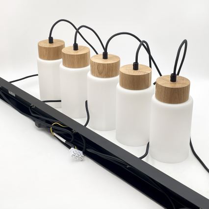 Pakabinamas šviestuvas ant laido MARKUS 1xE27/15W/230V juodas/ąžuolas