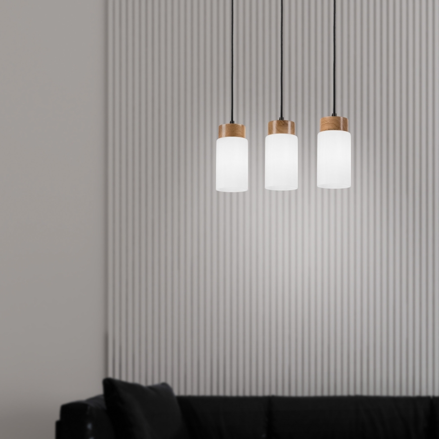 Pakabinamas šviestuvas ant laido MARKUS 3xE27/15W/230V juodas/ąžuolas