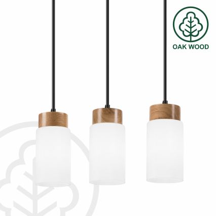 Pakabinamas šviestuvas ant laido MARKUS 3xE27/15W/230V juodas/ąžuolas